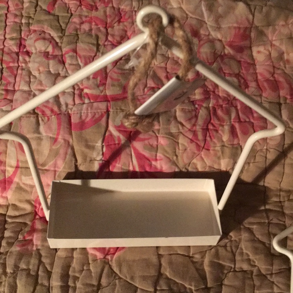 3 White Metal Hanging New Bird Feeders